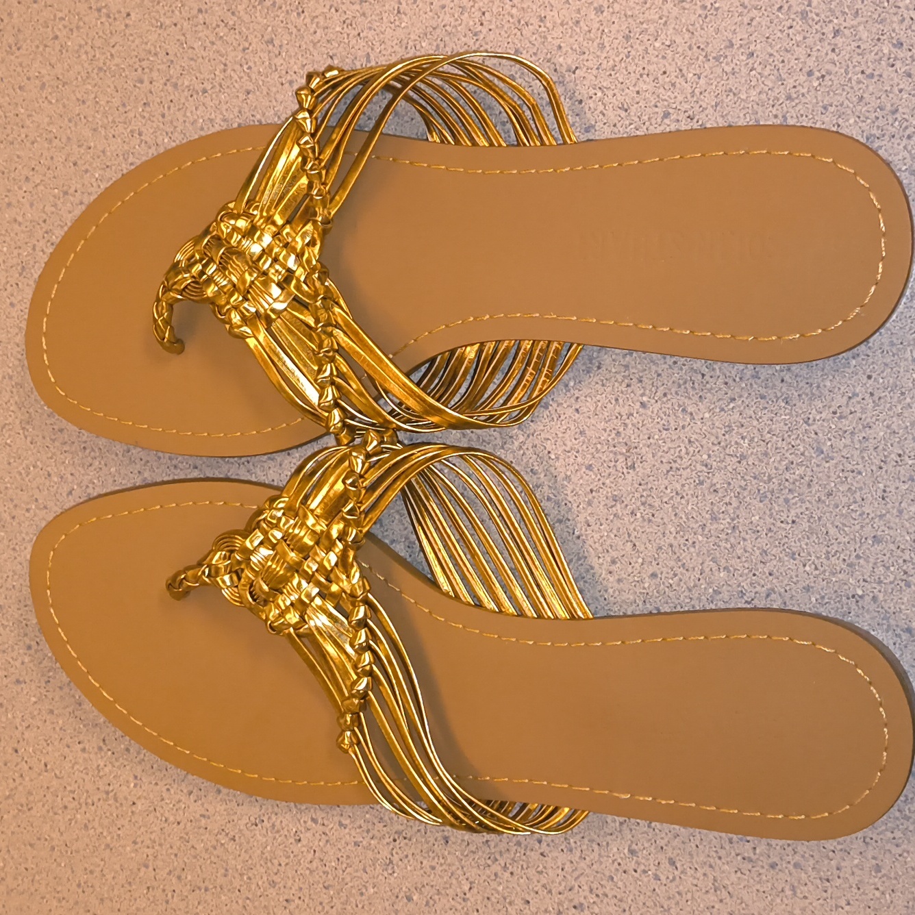 Colin Stuart Brand Womens Gold Braided Flip Flop Sandals